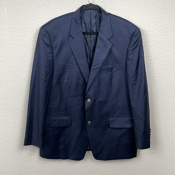 Tasso Elba Navy Blue Wool Blazer Suit Jacket Mens Sz 44R - Picture 1 of 12